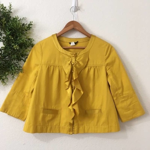 J. Crew Jackets & Blazers - J. CREW Silk Ruffle Cotton Swing Crop Jacket